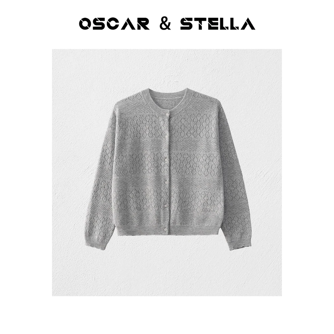 OSCAR&STELLA【莫妮卡】新款时尚羊毛开衫圆领毛衣 34-0319-5