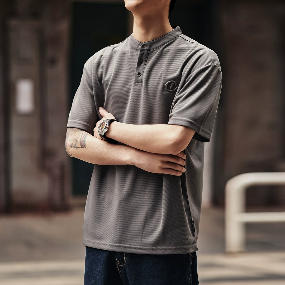 格蓝鹿美式复古短袖POLO衫男夏季潮牌宽松休闲硬汉肌理透气亨利衫