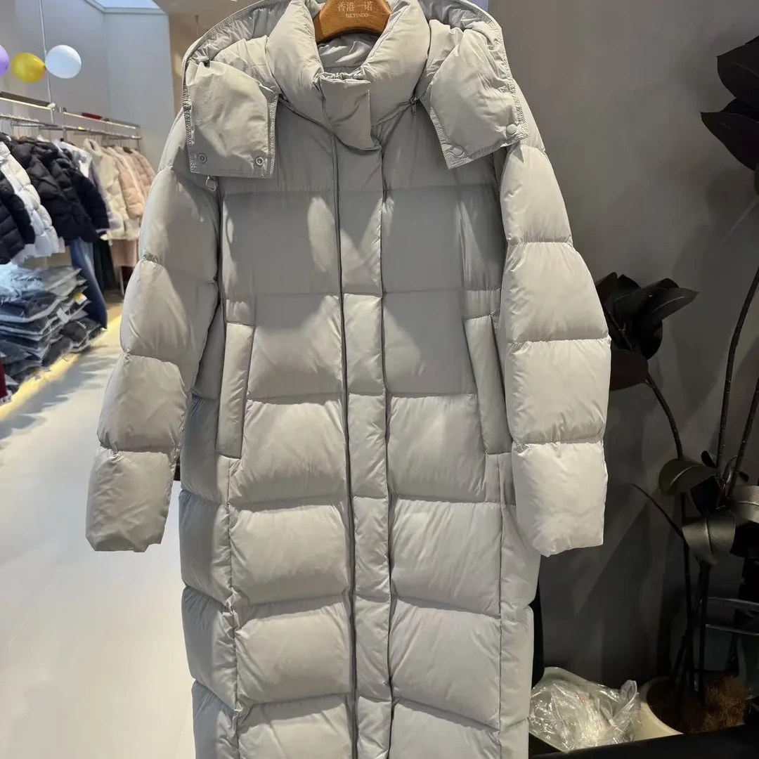 【香港一诺】告白气球新款长款连帽加厚鸭绒羽绒服女款冬季