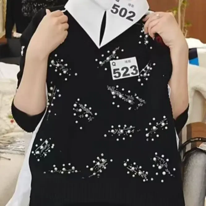 《妞妞》秋冬新款麦穗满钻针织马甲012565-黑色