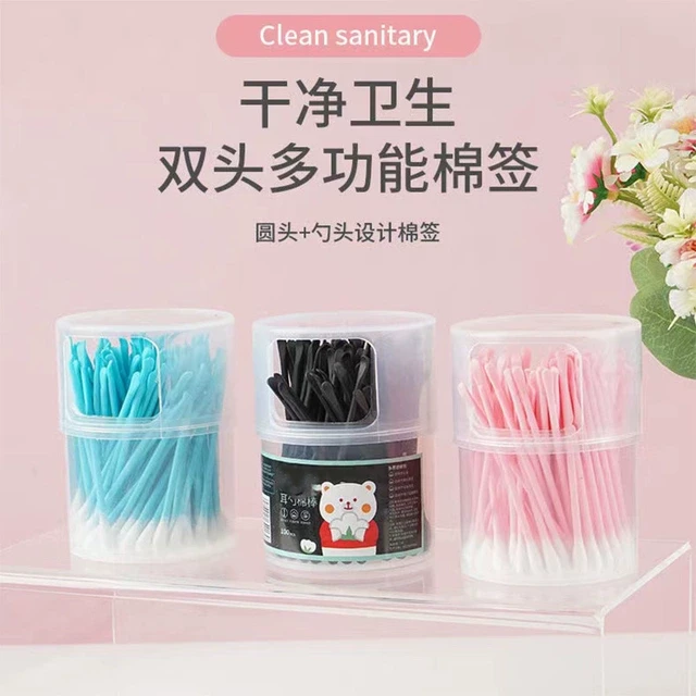 掏耳勺棉签100支双头二合一成人挖耳勺婴儿棉棒清洁化妆家用棉签