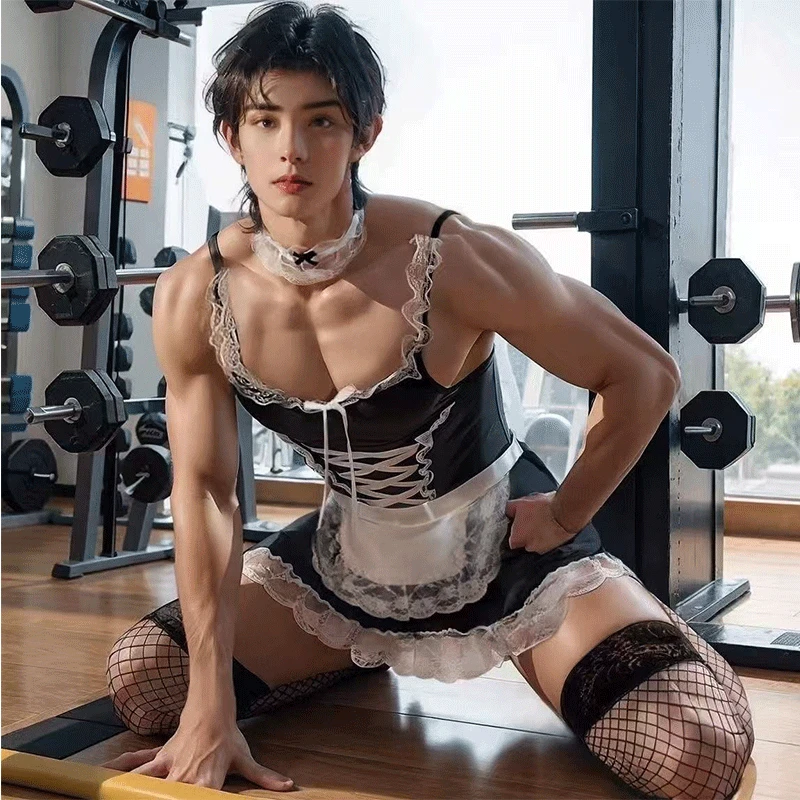 绯妃B/纯欲男士情调制服性感镂空修身轻奢款睡衣睡裙A69