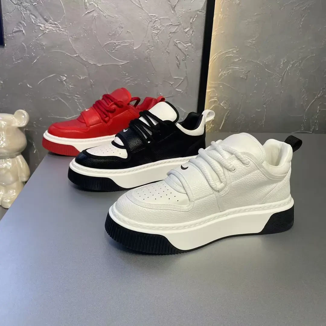 国潮原创新款单鞋皮面拼接撞色百搭轻便潮流舒适男士时尚休闲潮