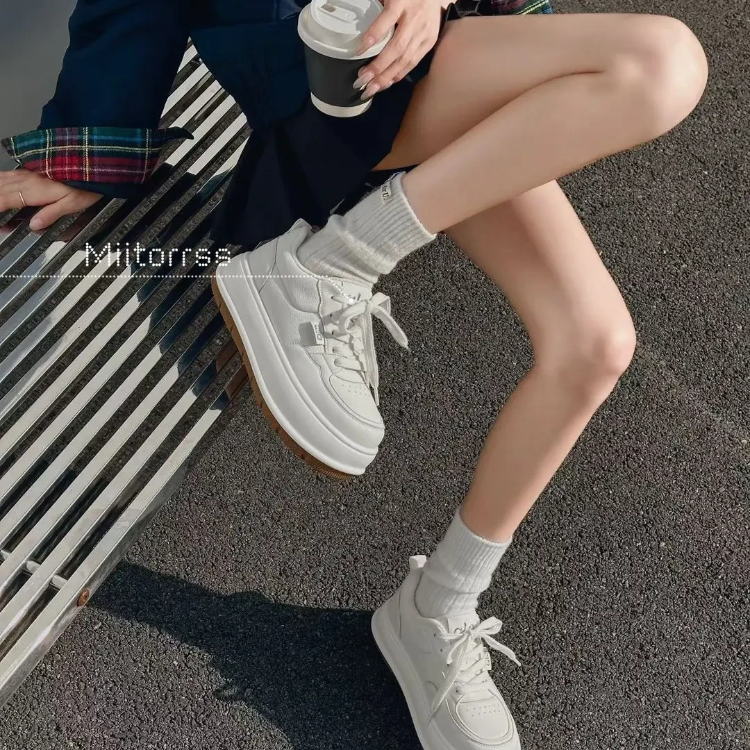 蜜兔大白熊加绒松糕底小白鞋