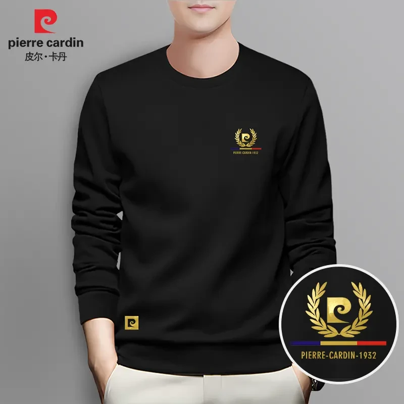 皮尔卡丹正品高档男士商务圆领卫衣春秋新款休闲百搭品质长袖P024