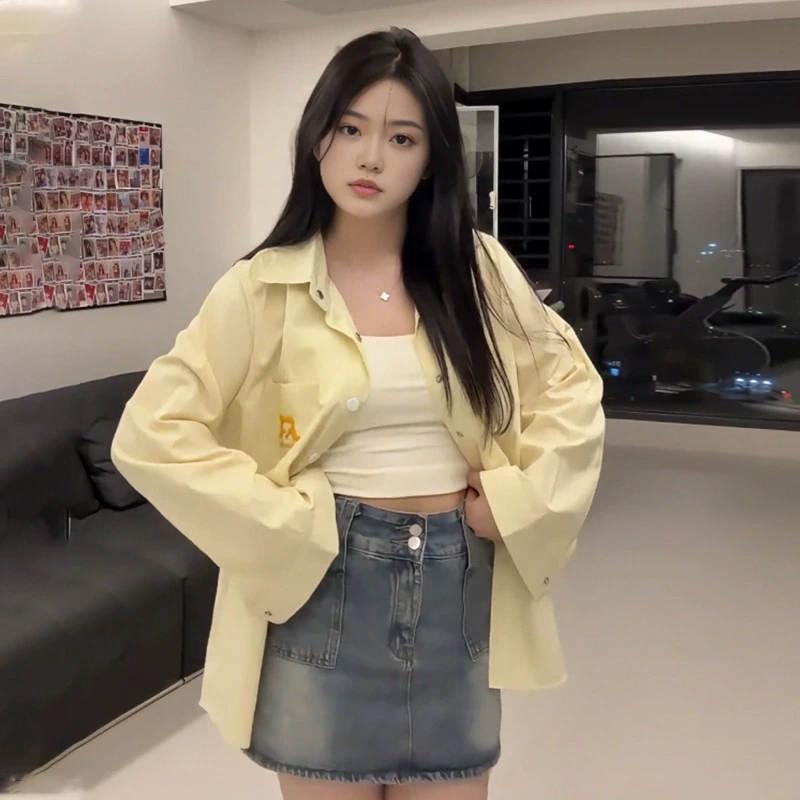 【8699】大码女装胖mm刺绣条纹衬衫夏季宽松长袖防晒衬衣外套潮