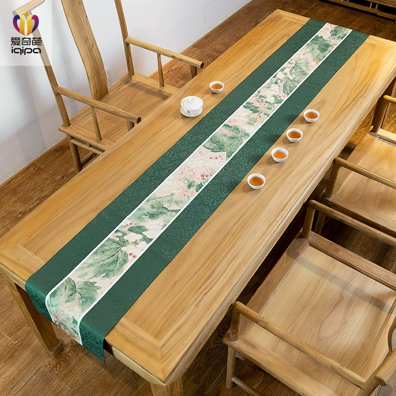 海棠锦簇中式禅意桌旗国风茶席高端茶旗茶桌布防水茶桌垫布桌布