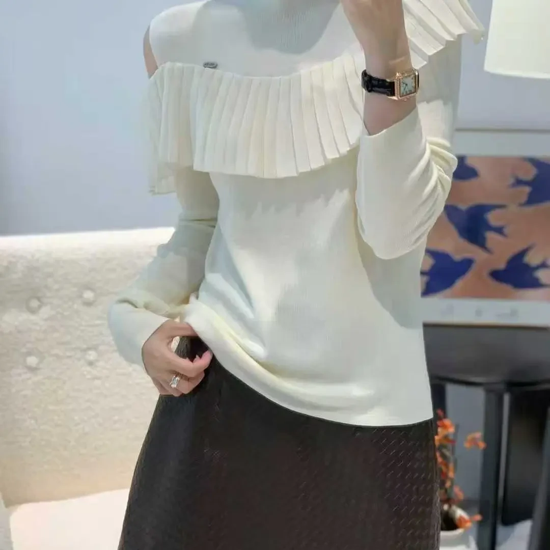 【直播间同价】拼接设计师高领毛针织衫时尚网红女针织