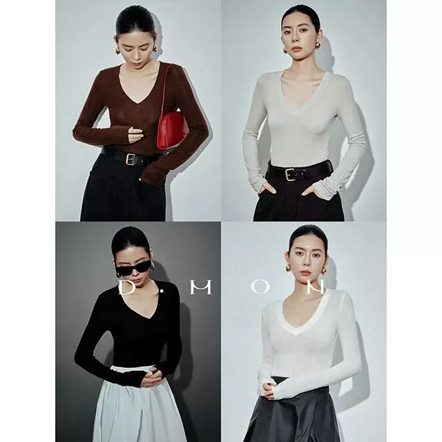 DMON｜时髦叠穿_可机洗微透背心v领/圆领T恤上衣