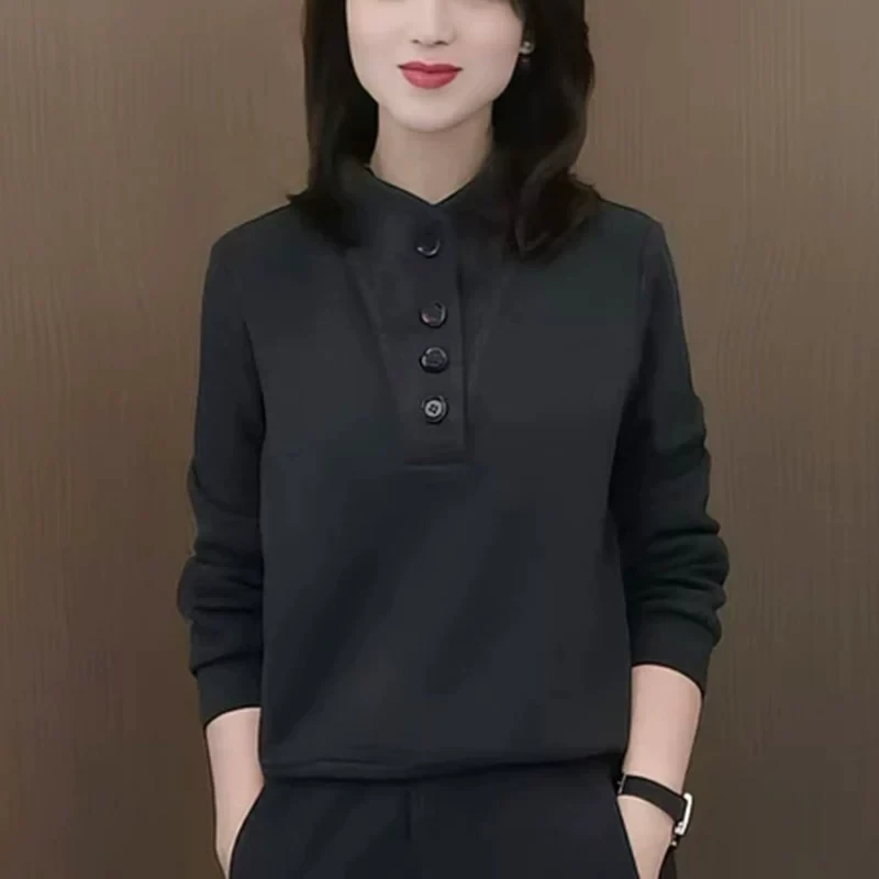 【亚聚甄选】灰色立领卫衣女2025秋冬时尚洋气加绒加厚休闲打底上衣
