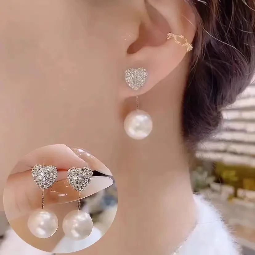 合金亚克力耳饰 2025新款气质耳饰一款两戴爱心耳环小众耳钉