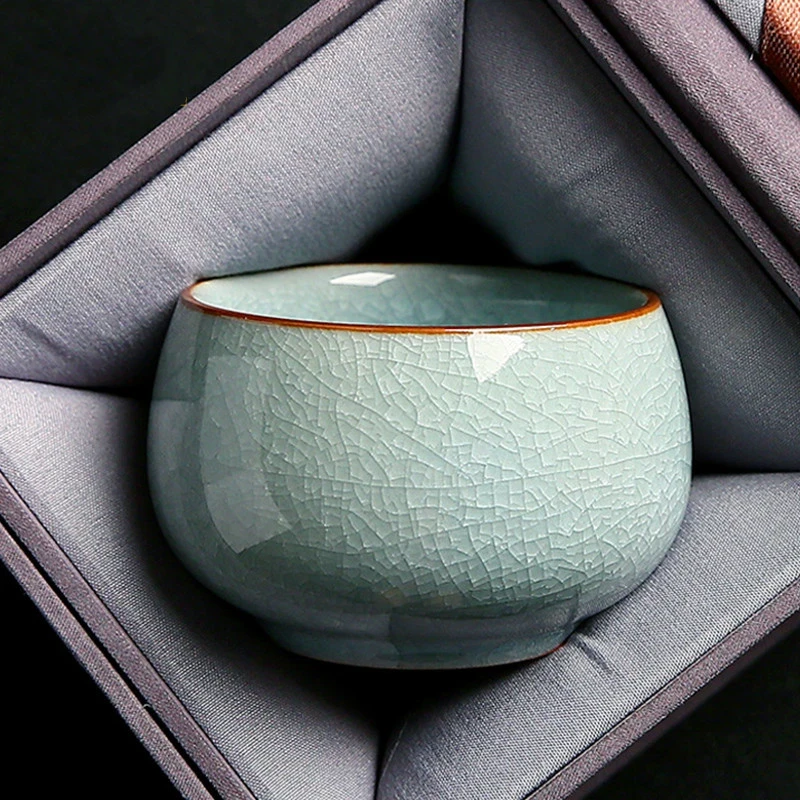 冰花开片陶瓷主人杯家用功夫茶具个人品茗茶盏