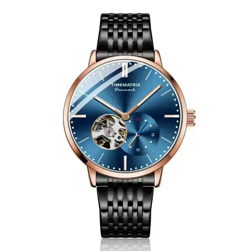 【澳门撤柜】TIMEMATRIX潮流时尚男款机械腕表-TMX8008A玫蓝