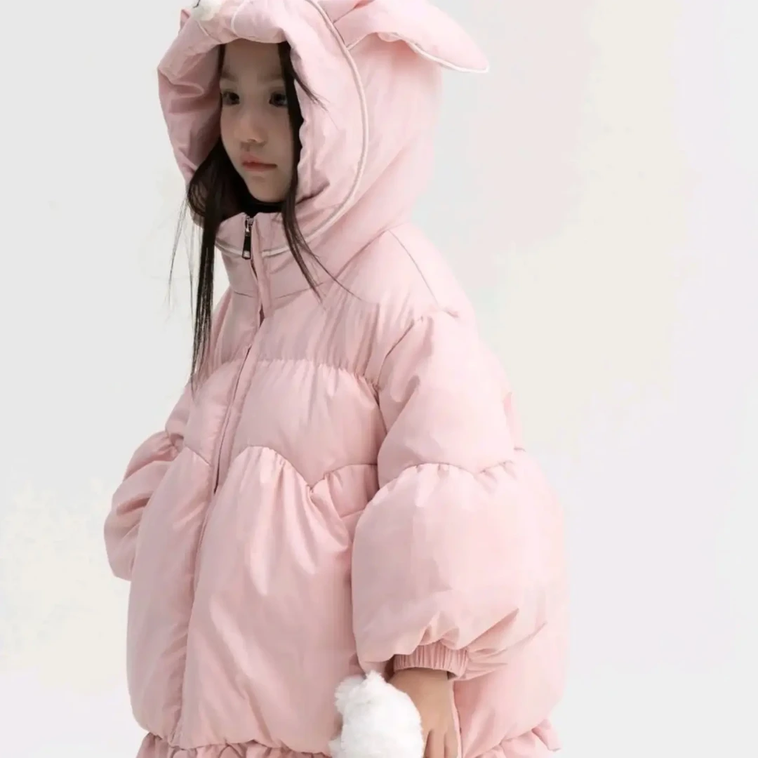 女童加厚粉色兔子棉服