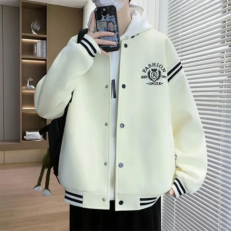 2025春秋季新款青少年男生宽松夹克男装美式刺绣棒球服外套男上衣