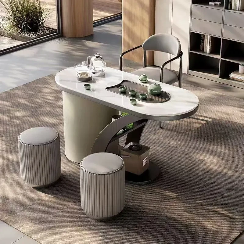 极简轻奢现代简约岩板茶台办公室客厅家用阳台自动烧水泡茶桌茶台