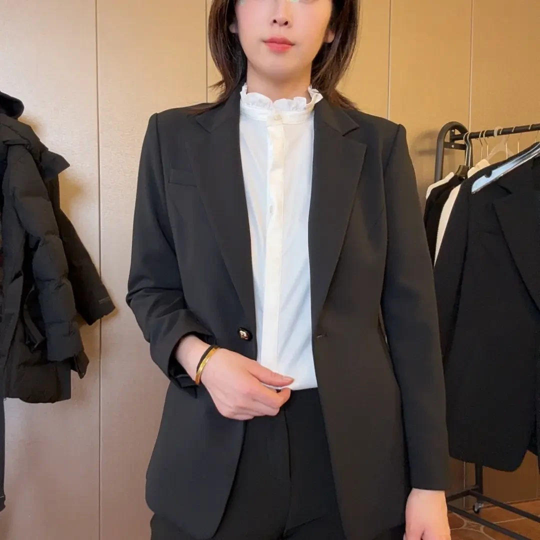 秋黑色修身显瘦女士西装外套