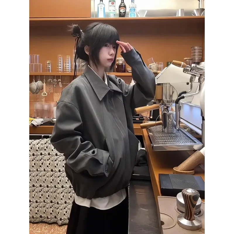 复古美式潮牌解构短款外套男春秋cleanfit高级感翻领气球教练夹克