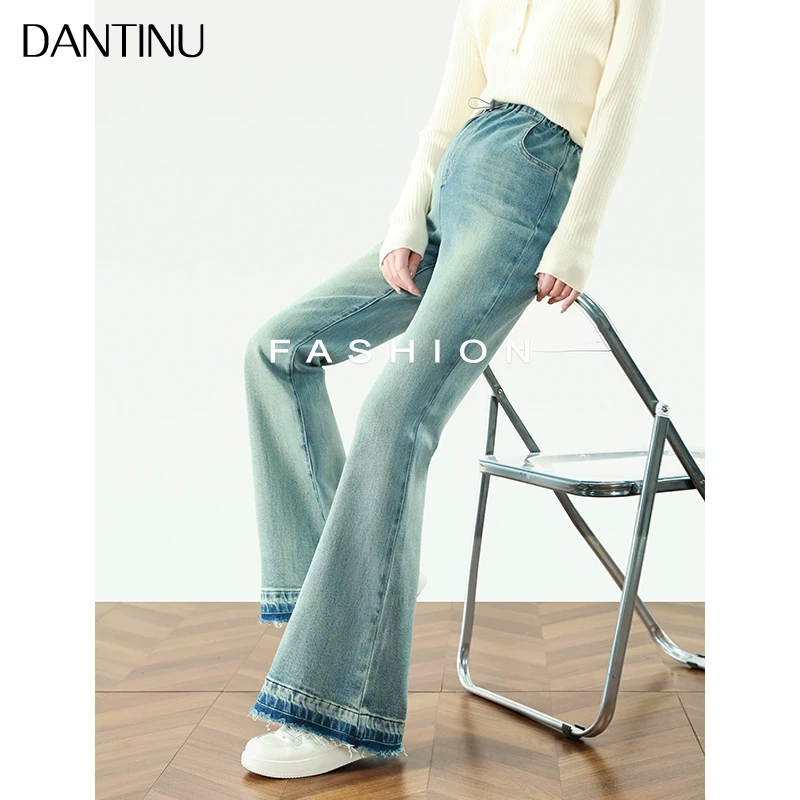 孕妇喇叭裤春款毛边微喇牛仔裤外穿打底裤松紧绳薄款孕妇裤子