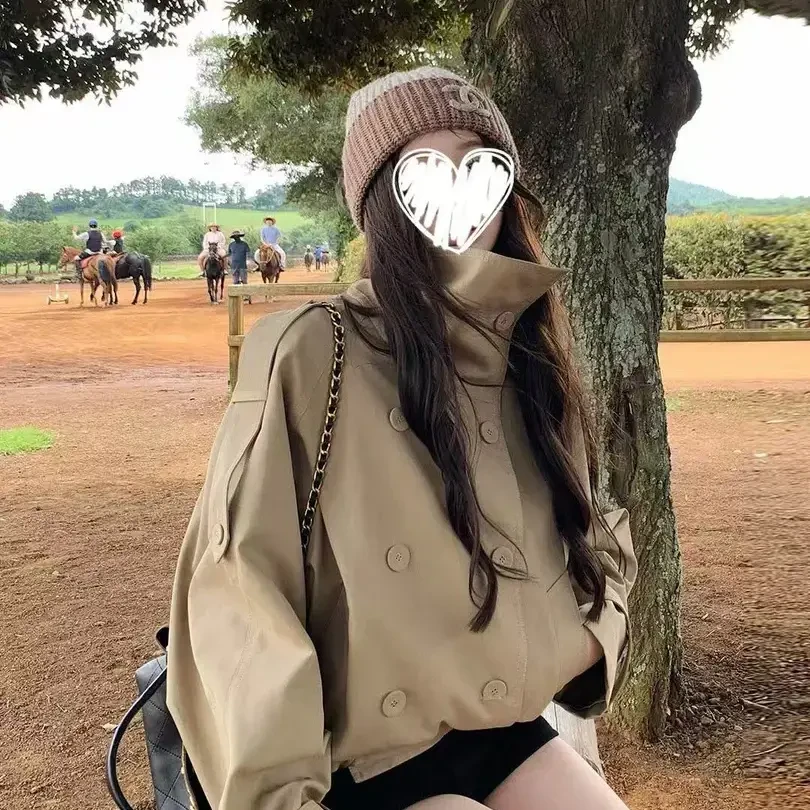 番茄妹妹Tomatosister【原版复刻】英伦设计感立领短款韩系风衣外套