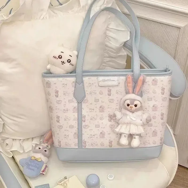 小众少女兔熊托特包可爱大容量手提包通勤学生印花卡通单肩包