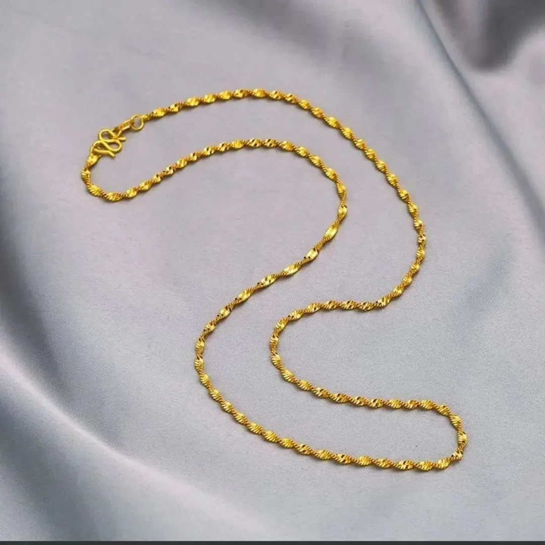 【专属】钛钢发 圈首饰水波纹经典款颈锁骨金色百搭素款不掉色简约