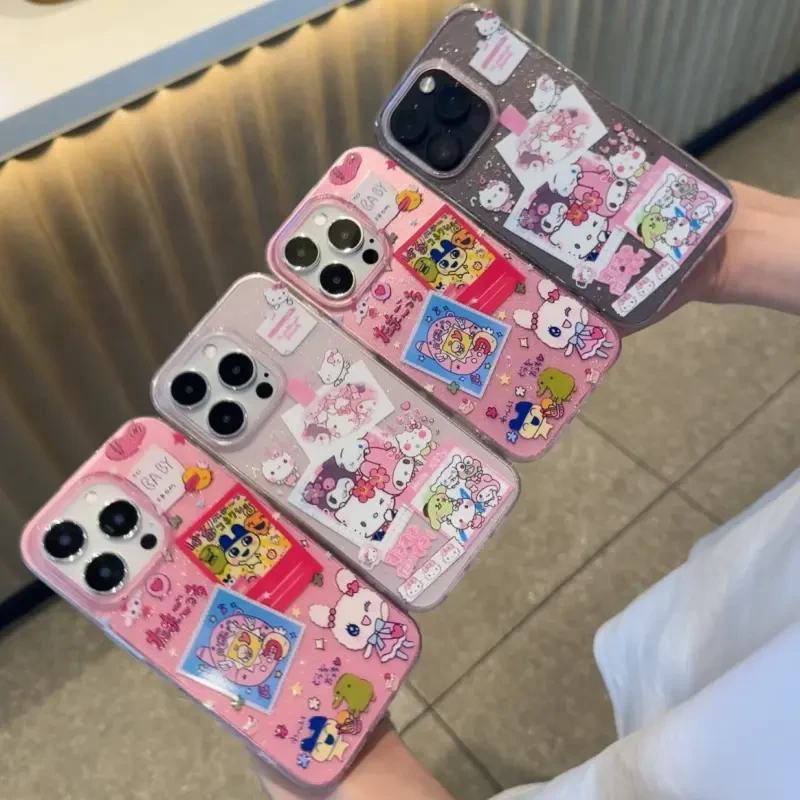 适用可爱三丽鸥拓麻歌子iPhone16/15pro透明闪粉苹果14手机壳12