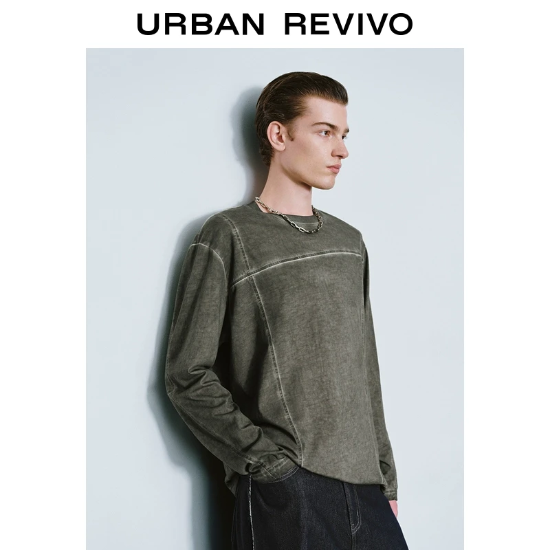 UR2025春季新款男装潮流美式休闲解构圆领长袖T恤UMV450028
