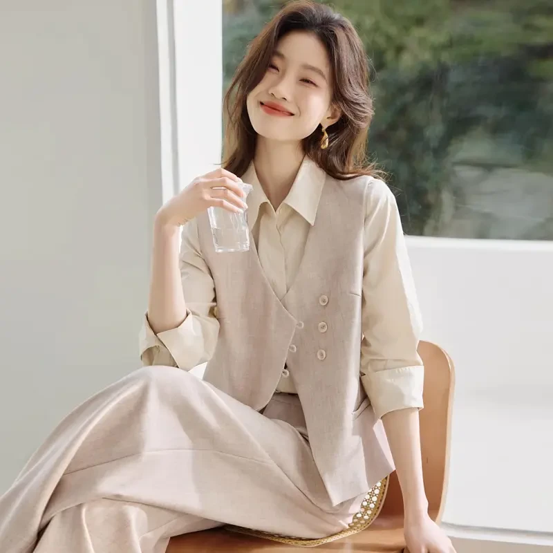 时尚高级感穿搭一整套马甲+衬衫套装女春季2025母亲节洋气衣服