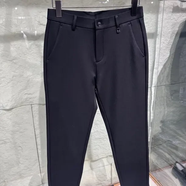 男士秋冬季加绒轻商务通勤修身直筒保暖弹力休闲裤长裤