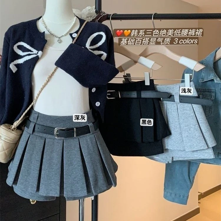 百褶半身裙女春季新款高腰显瘦a字短裙小个子欧若风裙裤包臀裙