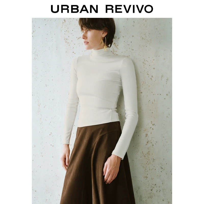 UR女装简约休闲百搭高立领长袖T恤UWM440038
