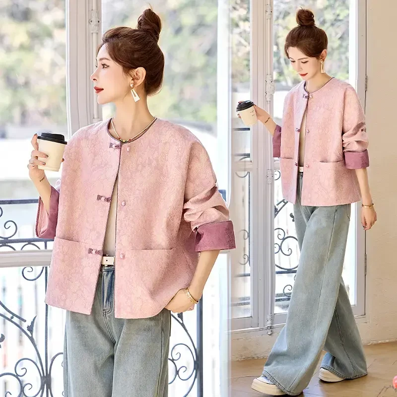 新中式国风提花外套女短款2025春季新款时髦洋气超好看小个子上衣