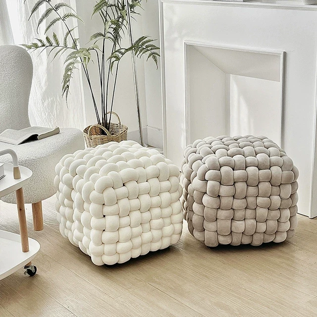 网红梳妆凳客厅茶几凳编织凳放腿沙发凳脚托脚踏坐墩坐垫换鞋凳