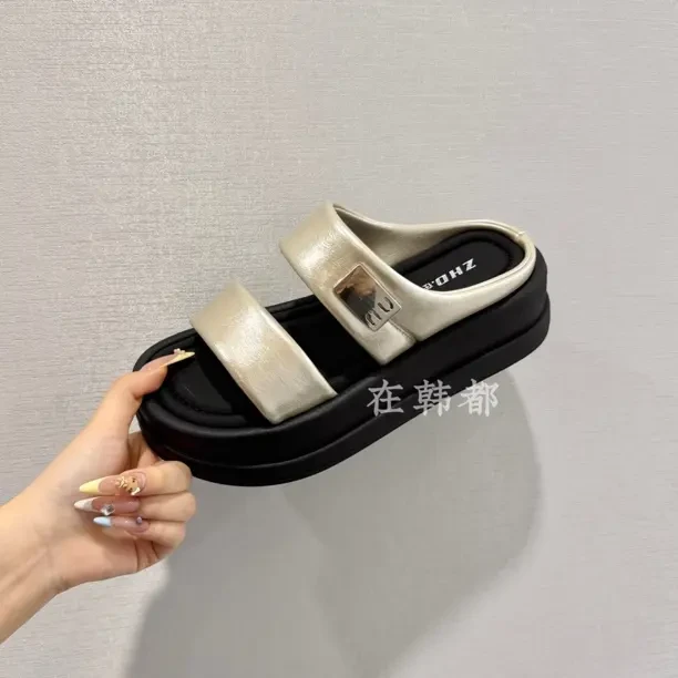 【ZHD】现货！踩屎感～松糕厚底2025新款夏季休闲百搭一字拖鞋女16885