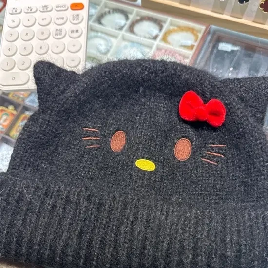 可爱猫耳朵针织帽子女秋冬加厚保暖护耳防风毛线冷帽