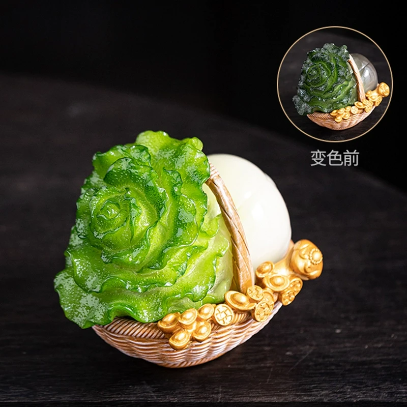 变色白菜茶宠摆件精品可养茶具茶玩茶台茶道百财如意茶桌摆设装饰