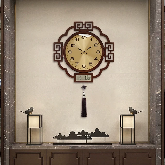 轻奢挂钟新中式万年历客厅家用时尚静音大气简约潮流钟表挂墙时钟