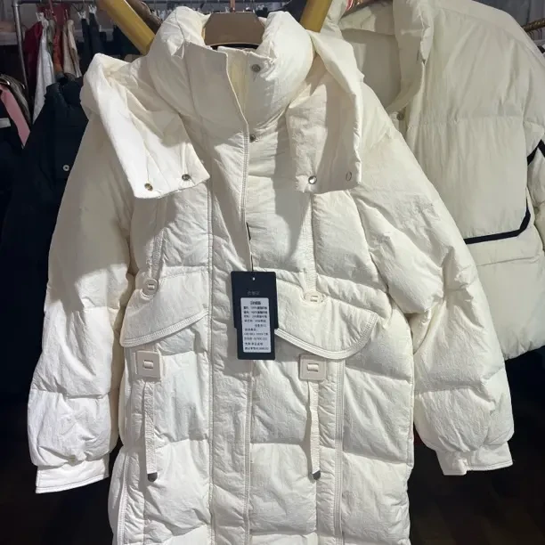 断码清仓冬季宽松型中长款连帽女款加厚羽绒服外套