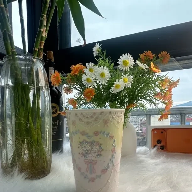 釉下彩点花大容量直筒杯精致实用