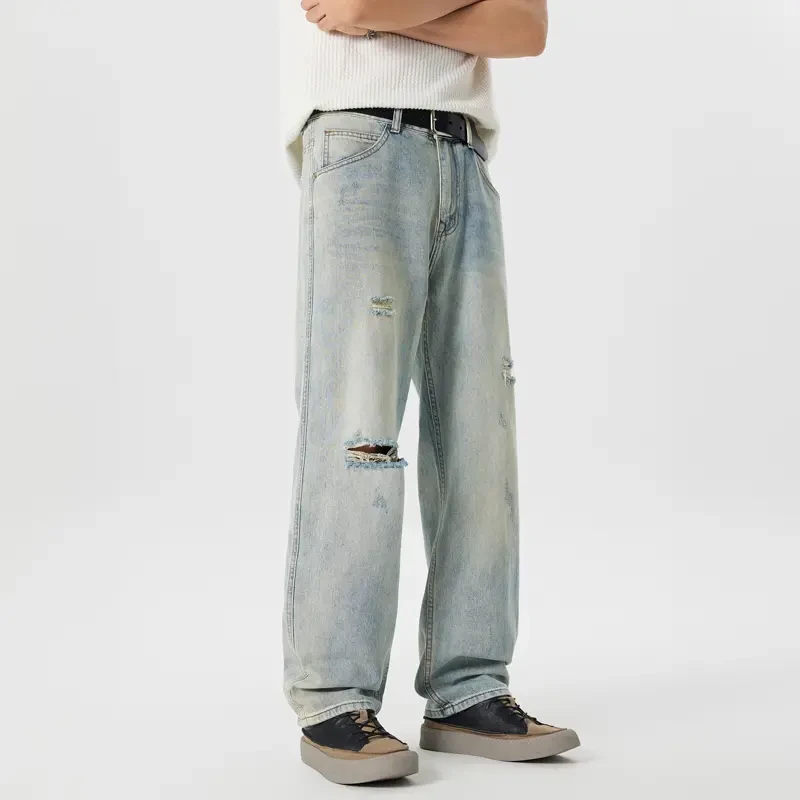【HELL】宽松休闲百搭男款夏季复古水洗春夏潮流牛仔裤