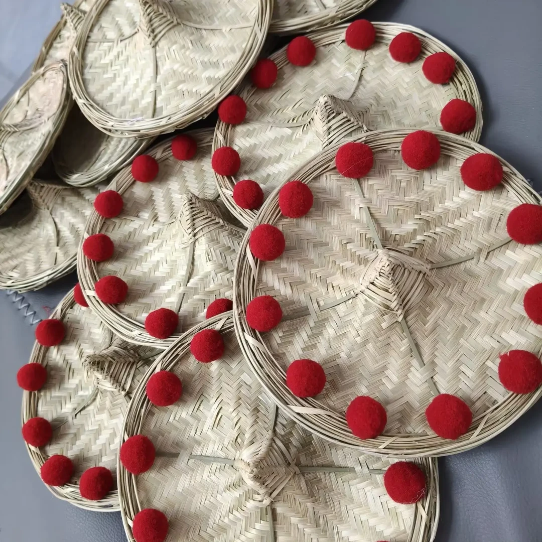 云南花腰傣手工竹编斗笠帽子鸡枞帽舞蹈道具