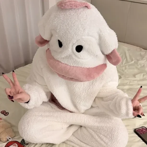 冬季加厚珊瑚绒丑鱼连体睡衣亲子款可爱搞怪家居服