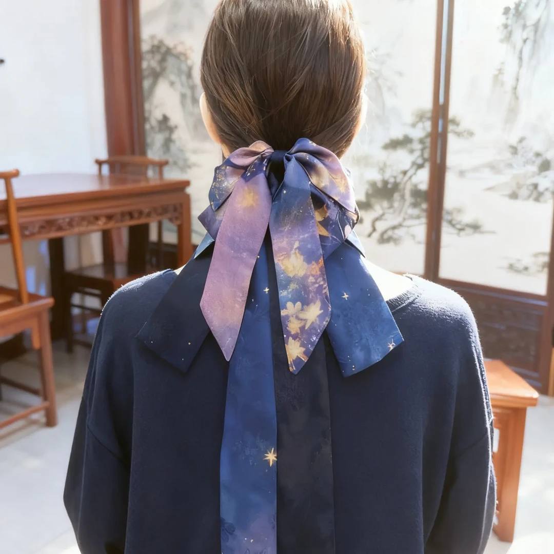 新品上架【幽夜星萦】桑蚕丝真丝红云纱超大蝴蝶结高级百搭氛围感