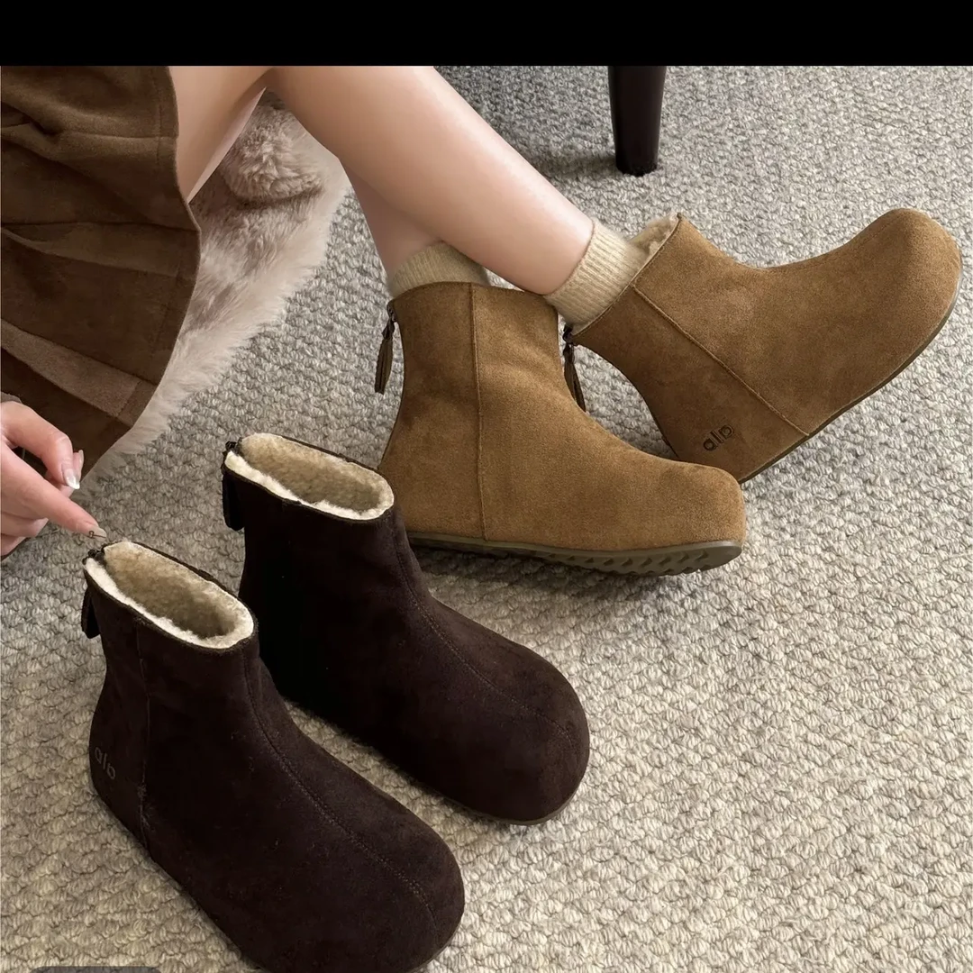 冬季加绒加厚软皮内增高丑萌短筒百搭时尚女雪地靴