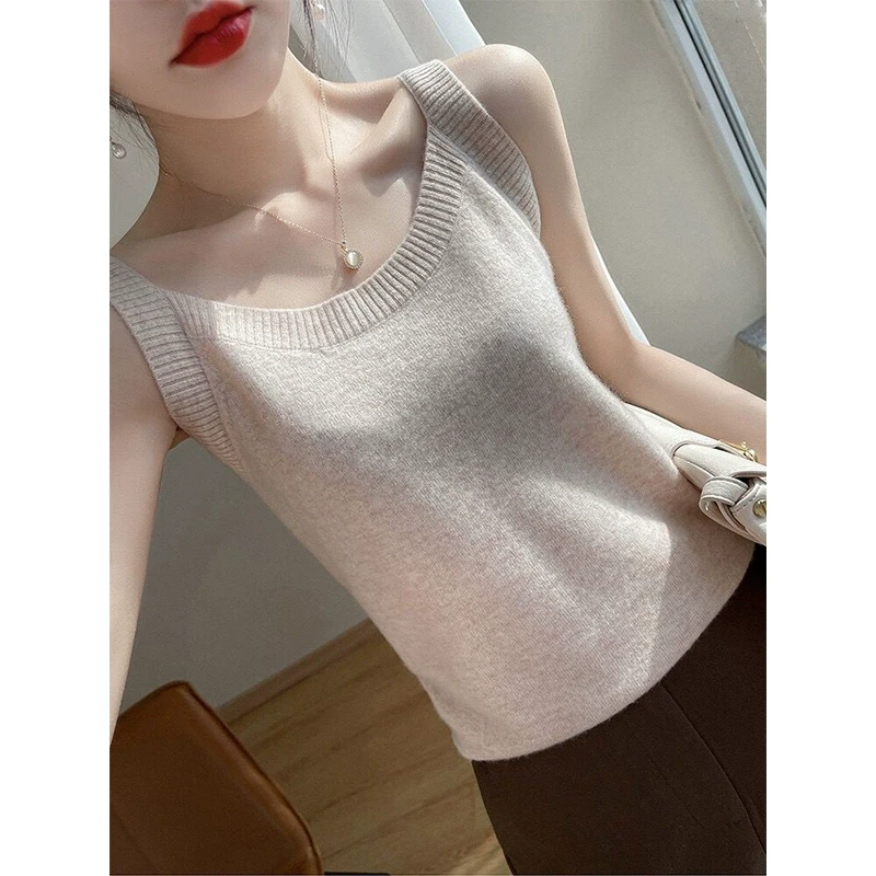 针织吊带背心女2026春秋外穿薄款透气西装内搭打底衫无袖T恤上衣
