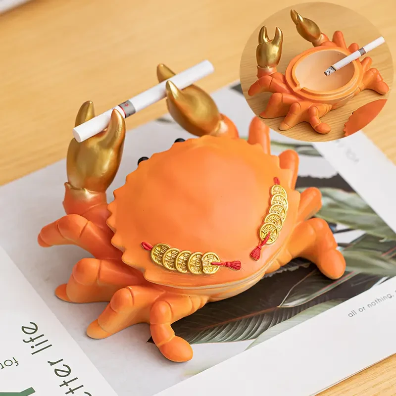 个性创意可爱烟灰缸家用客厅办公带盖防飞灰装饰摆件送礼C7