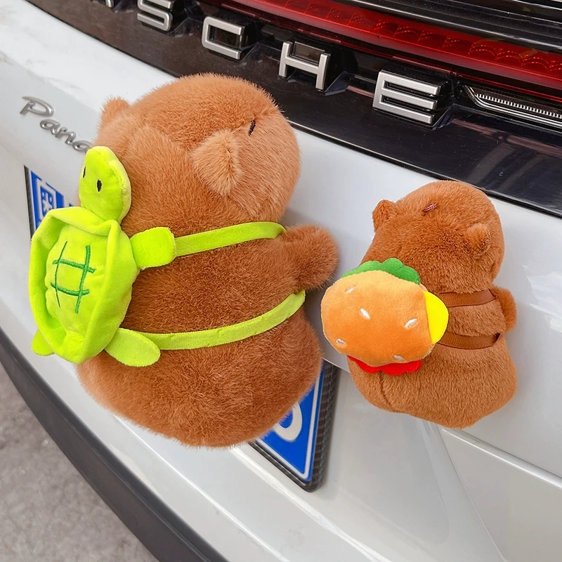 汽车后备箱装饰摆件卡皮巴拉可爱卡通车载后视镜车外饰品挂件公仔