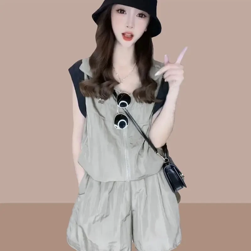 洋气减龄小个子时尚套装女2025夏季新款运动宽松大码休闲两件套裤