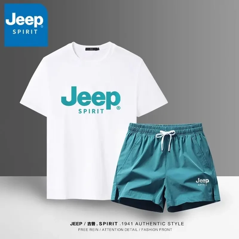 JEEPSPIRIT男款百搭短袖运动休闲两件套夏季男士男士休闲套装夏季